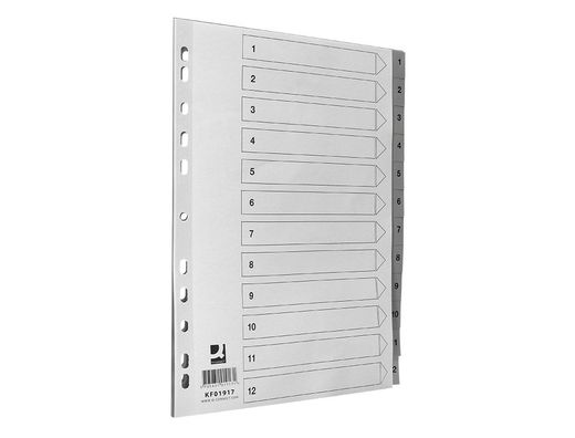 Separador numerico q-connect plastico 1-12 juego de 12 separadores din a4 multitaladro