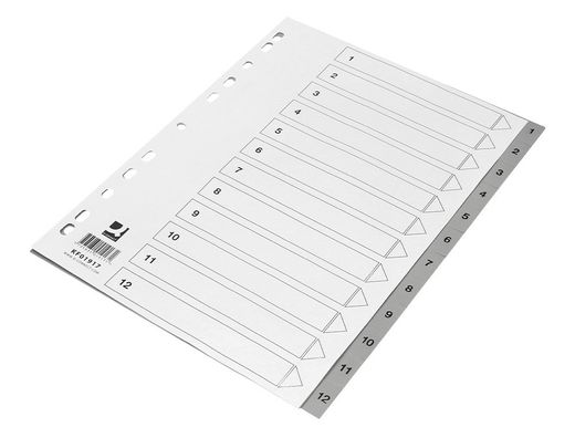 Separador numerico q-connect plastico 1-12 juego de 12 separadores din a4 multitaladro