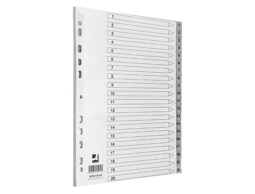 Separador numerico q-connect plastico 1-20 juego de 20 separadores din a4 multitaladro
