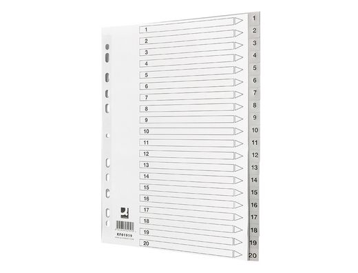 Separador numerico q-connect plastico 1-20 juego de 20 separadores din a4 multitaladro
