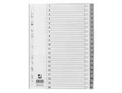 Separador numerico q-connect plastico 1-20 juego de 20 separadores din a4 multitaladro