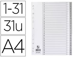 Separador numerico q-connect plastico 1-31 juego de 31 separadores din a4 multitaladro