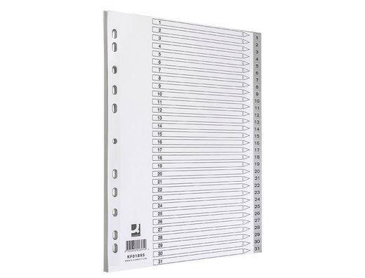 Separador numerico q-connect plastico 1-31 juego de 31 separadores din a4 multitaladro