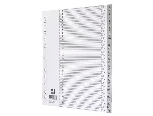 Separador numerico q-connect plastico 1-31 juego de 31 separadores din a4 multitaladro