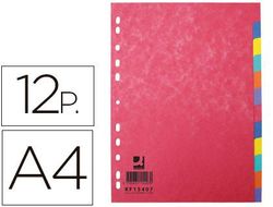 Separador Q-Connect Cartulina Brillo Juego de 12 Separadores Din A4 Multitaladro