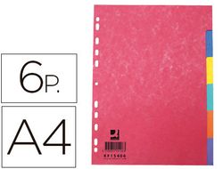 Separador Q-Connect Cartulina Brillo Juego de 6 Separadores Din A4 Multitaladro