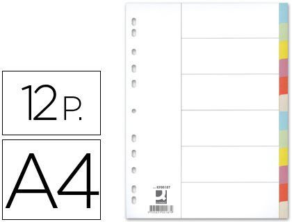 Separador Q-Connect Cartulina Juego de 12 Separadores Din A4-Multitaladro