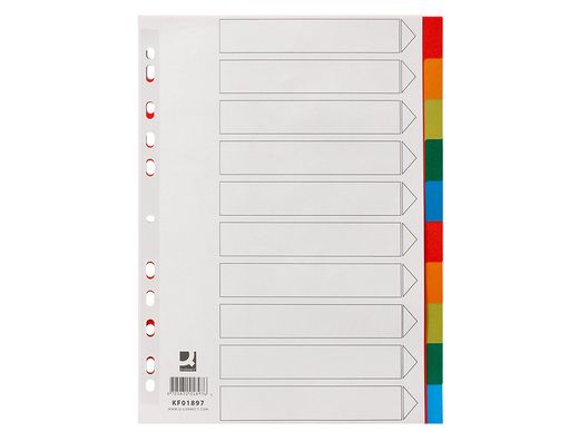 Separador q-connect plastico juego de 10 separadores din a4 multitaladro