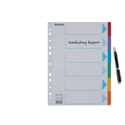 Separadores multitaladro. DIN A4. Cartulina índice color. Pestañas cartón 200g. 1-6, multicolor