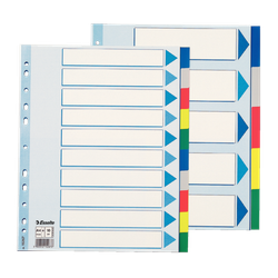 Separadores Multitaladro DIN A4. Con cartulina índice color. 10 pestañas PP, multicolor