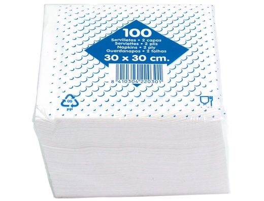 Servilleta blanca 2 capas 30x30 cm (100 unidades)