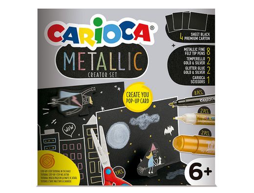 Set de dibujo carioca metallic pop up card creator 3d 17 piezas