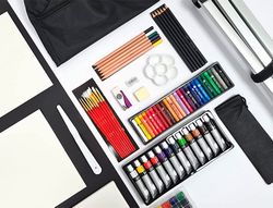 Set de pinturas daler rowney 115 piezas con caballete de aluminio plegable 457x73x584 mm