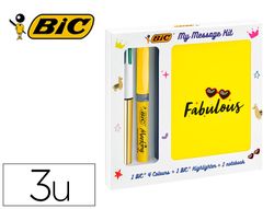 Set escritura bic 1 cuatro colores shine + 1 fluorescente grip pastel + 1 notebook