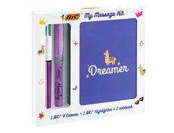 Set escritura bic 1 cuatro colores shine + 1 fluorescente grip pastel + 1 notebook