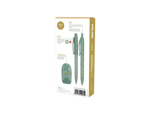 Set escritura milan serie lava boligrafo p1 + portaminas pl1 0,5 mm + afilalapiz con goma capsule