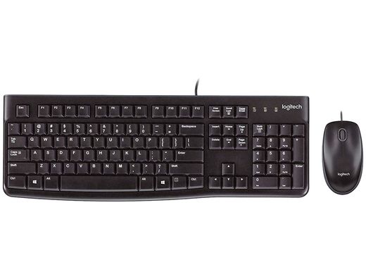 Set teclado + raton logitech mk120 usb con cable negro