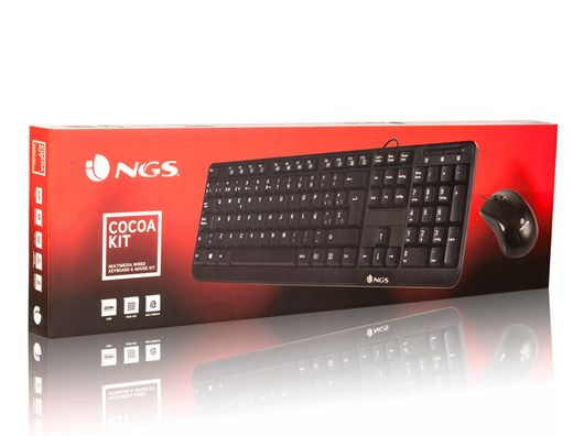 Set teclado y raton con cable ngs cocoa usb color negro