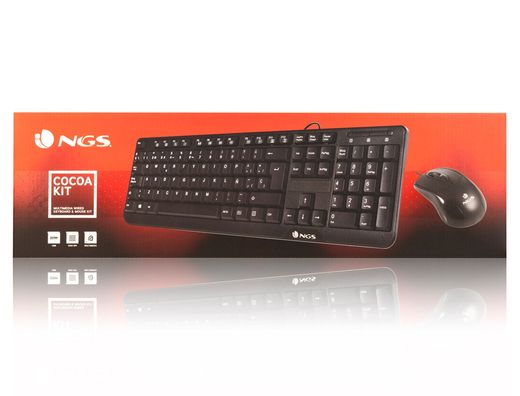 Set teclado y raton con cable ngs cocoa usb color negro