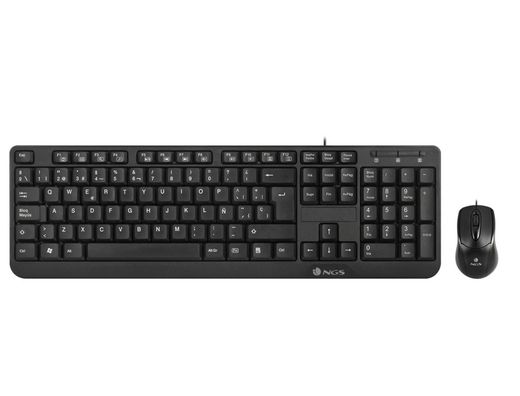 Set teclado y raton con cable ngs cocoa usb color negro