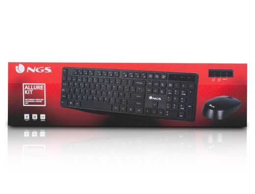 Set teclado y raton ngs allure multimedia inalambrico usb nano 2,4 ghz color negro