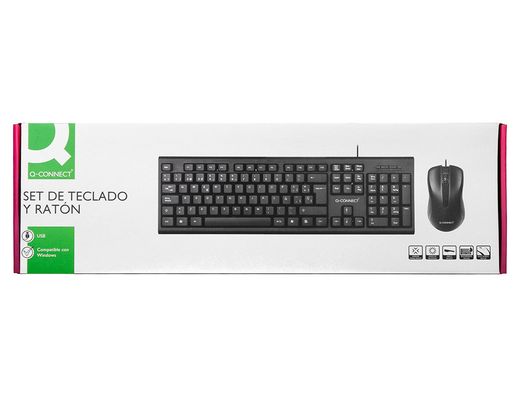 Set teclado y raton q-connect con cable color negro
