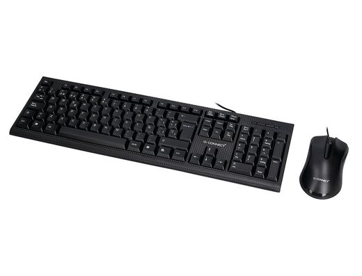 Set teclado y raton q-connect con cable color negro