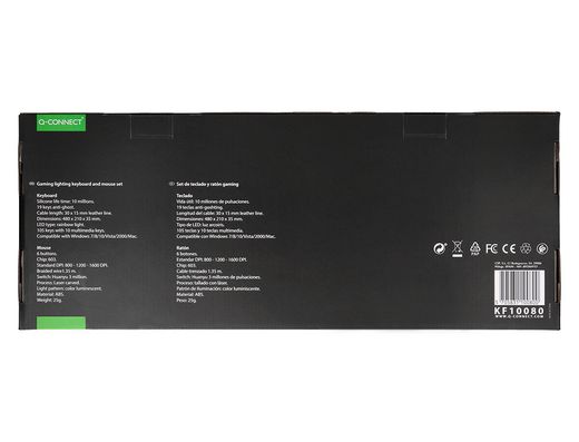 Set teclado y raton q-connect gaming con cable e iluminacion led color negro