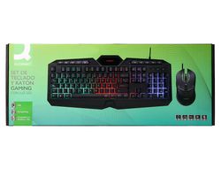 Set teclado y raton q-connect gaming con cable e iluminacion led color negro