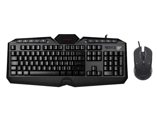 Set teclado y raton q-connect gaming con cable e iluminacion led color negro