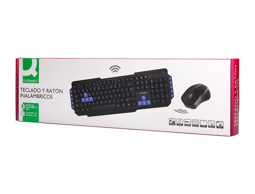 Set teclado y raton q-connect inalambrico compatible windows color negro