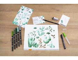 Set watercoloring tombow greenery 9 piezas