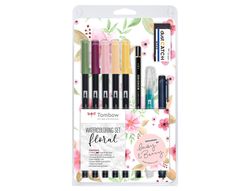 Set watercoloring tombow set floral 9 piezas