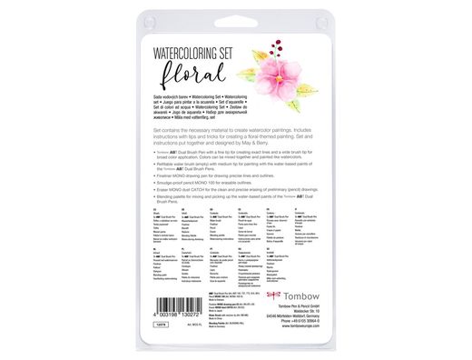 Set watercoloring tombow set floral 9 piezas