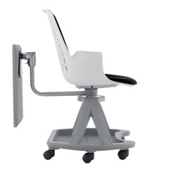 Silla Confidente Con Ruedas Y Pala Escritura Tapizado Azul