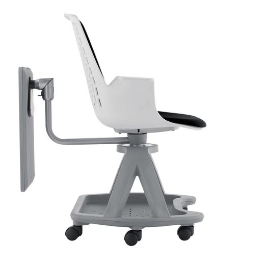 Silla Confidente Con Ruedas Y Pala Escritura Tapizado Verde