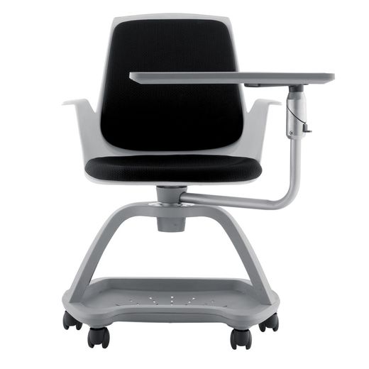 Silla Confidente Con Ruedas Y Pala Escritura Tapizado Verde