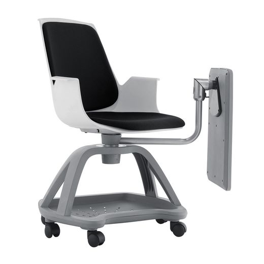 Silla Confidente Con Ruedas Y Pala Escritura Tapizado Verde