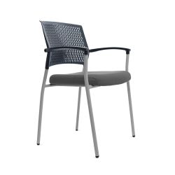 Silla Confidente Respaldo Plastico Negro / Asiento Tapizado Gris (Pack De 2 Unidades)