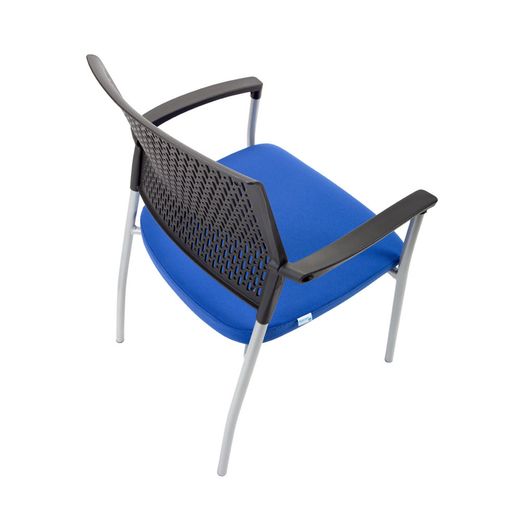 Silla Confidente Respaldo Plastico Negro / Asiento Tapizado Gris (Pack De 2 Unidades)