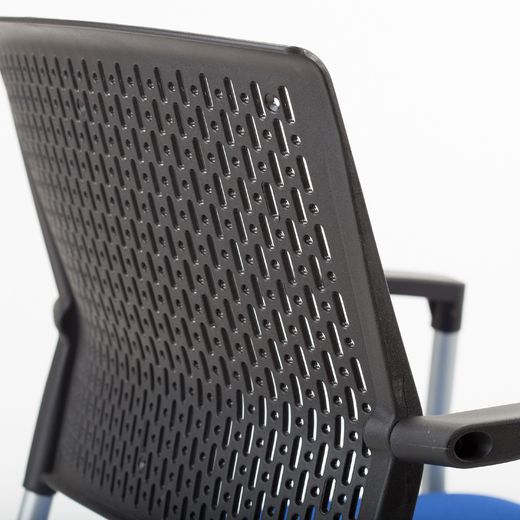 Silla Confidente Respaldo Plastico Negro / Asiento Tapizado Gris (Pack De 2 Unidades)