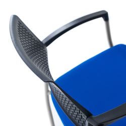 Silla Confidente Respaldo Plastico Negro / Asiento Tapizado Gris (Pack De 2 Unidades)