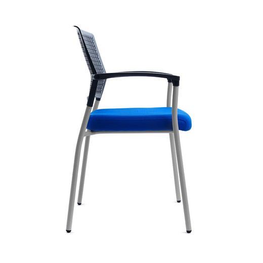 Silla Confidente Respaldo Plastico Negro / Asiento Tapizado Gris (Pack De 2 Unidades)