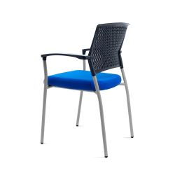 Silla Confidente Respaldo Plastico Negro / Asiento Tapizado Gris (Pack De 2 Unidades)