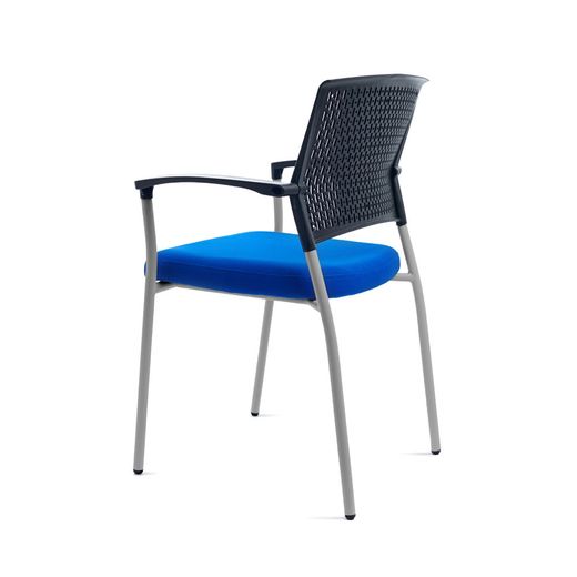 Silla Confidente Respaldo Plastico Negro / Asiento Tapizado Gris (Pack De 2 Unidades)