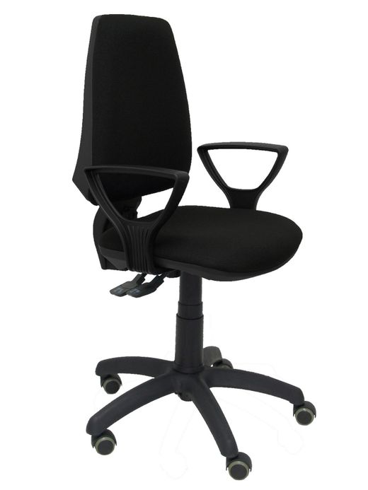 Silla Elche S bali negro brazos fijos ruedas de parquet