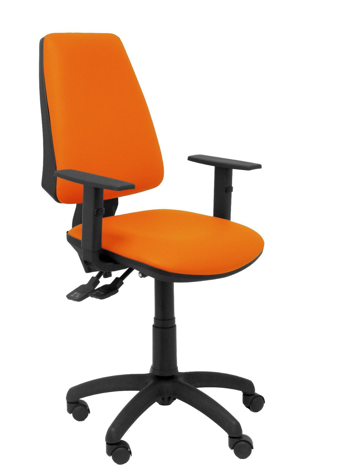 Silla Elche sincro similpiel naranja con brazo regulable
