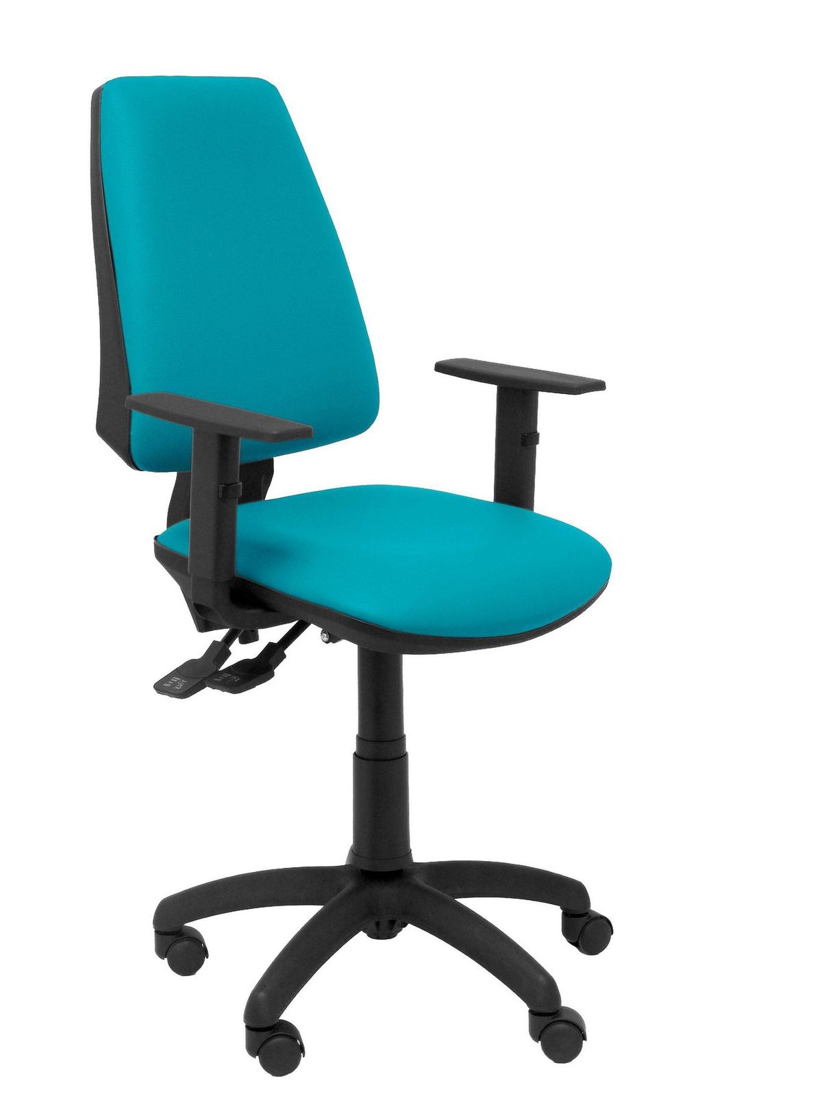 Silla Elche sincro similpiel verde con brazo regulable
