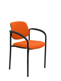 Silla fija Villalgordo bali naranja chasis negro con brazos