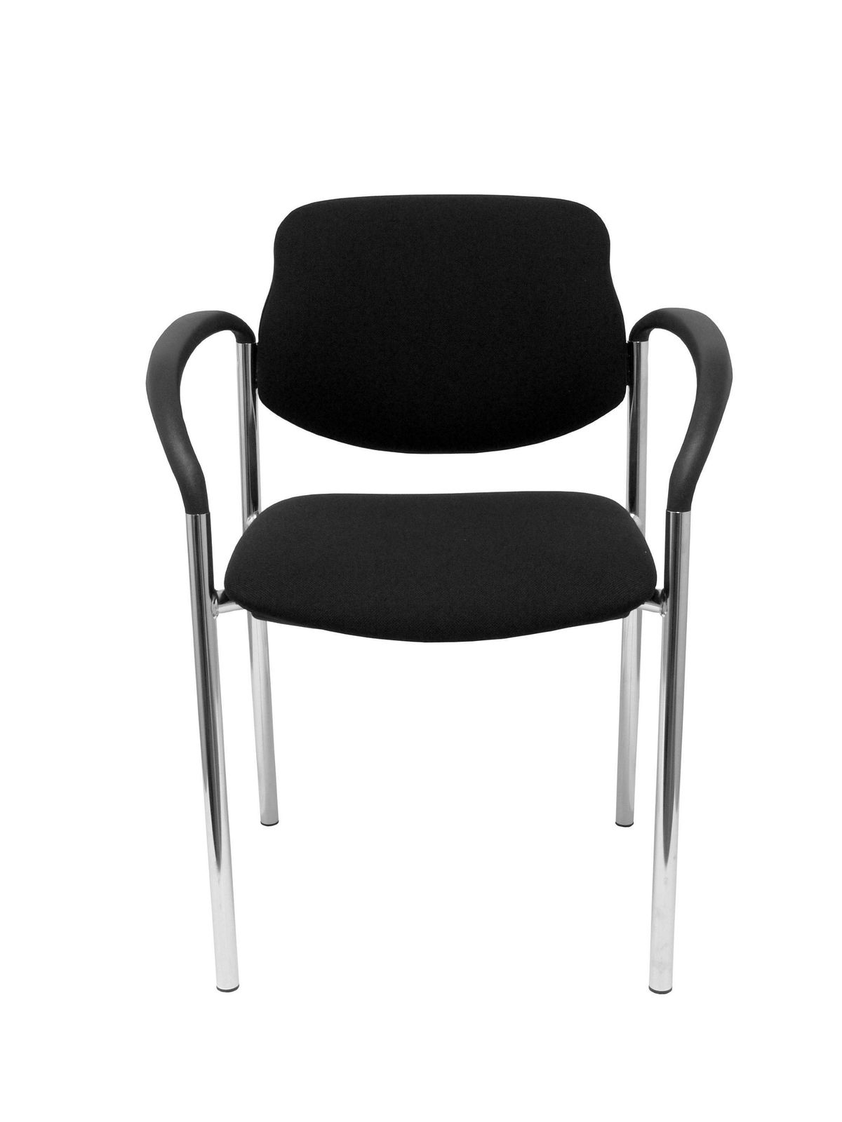 Silla fija Villalgordo bali negro chasis cromo con brazos